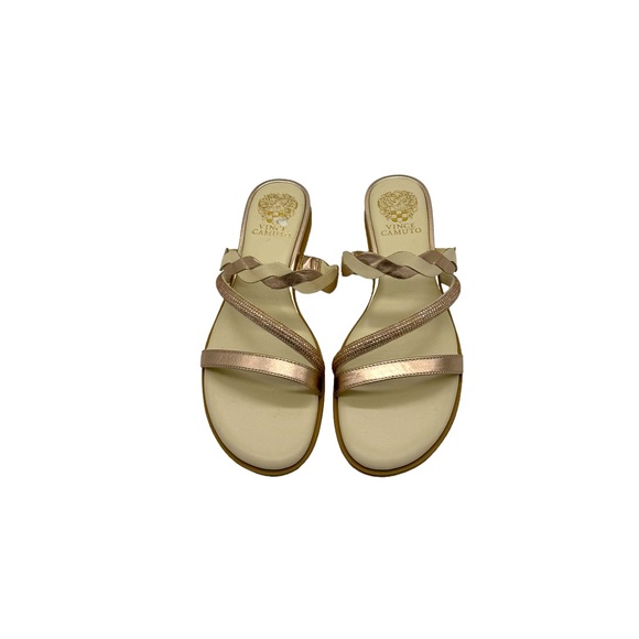 Vince Camuto Shoes - Vince Camuto Leather Gold Flat Sandals Size 9